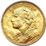 Swiss 20 Franc gold coin