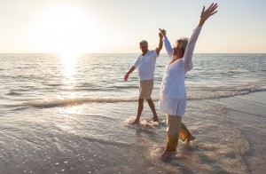 retired couple, happy couple, beach